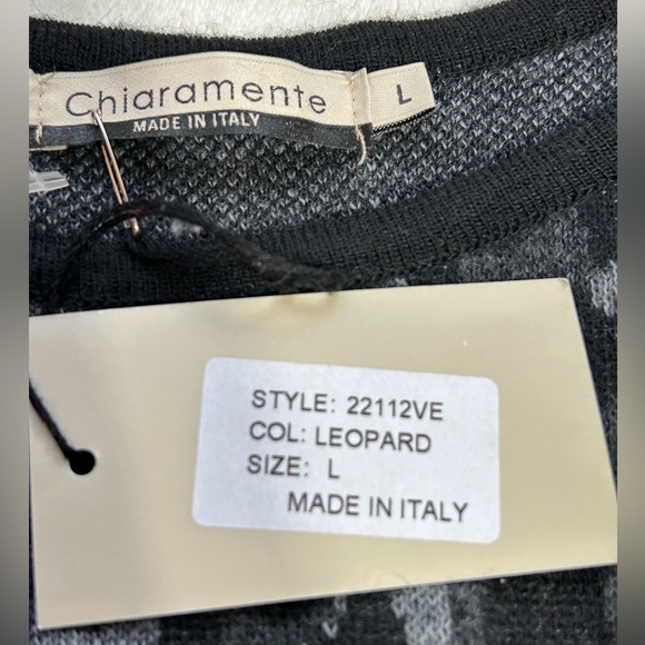 Chiaramente NWT Gray Leopard Print Wool Blend Longsleeve Mini Dress size L - Picture 2 of 12